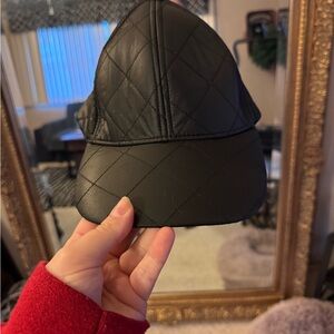 Black Quilted Cap- Anne Klein Hat